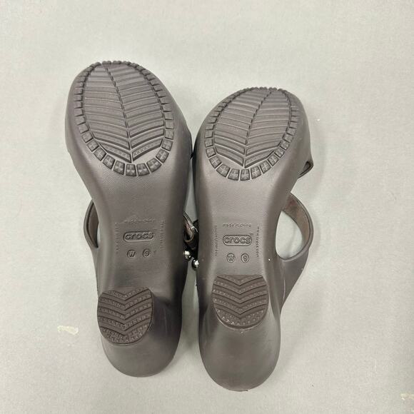 CROCS Cyprus IV Heel Brown Mushroom Brown Sandals Rubber Jelly Womens Size 9 - Picture 10 of 14